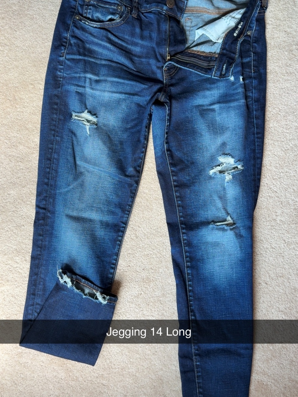 American Eagle Outfitters Distressed Dark Blue Jeggings